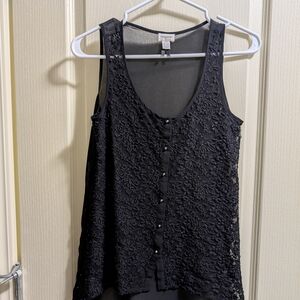 Dynamite Black Lace Sleeveless Blouse